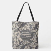 Club Surfing Longboard Logo en Hibiscus Beach Bag Draagtas (Achterkant)