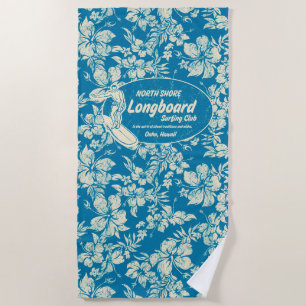 Club Surfing Longboard Logo Hibiscus Aloha- Azure Strandlaken