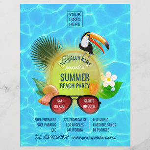 Club Zomer Strandfeest aangepaste foto en logo Flyer