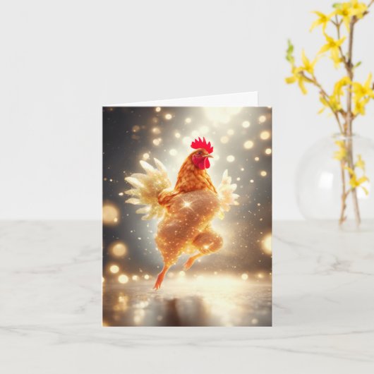 Cluck and Sparkle - mousserende kip Kaart (Gele Bloem)