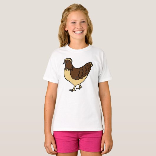 Cluck & Calm - Hand getrokken kip kunst T-shirt (Voorkant volledig)