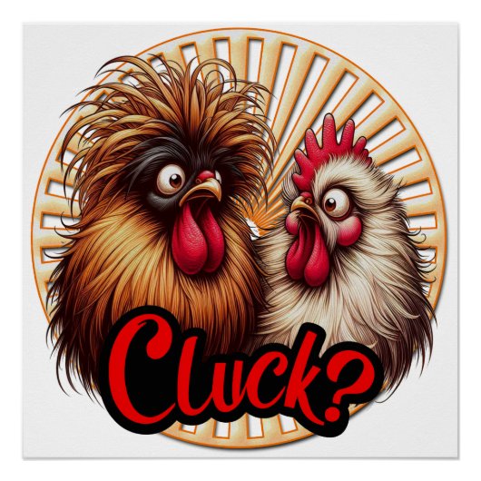 Cluck Chickens Glanzend Poster Perfect Poster (Voorkant)