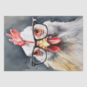 Cluck Couture: Modieuze Kip in Decoupage Tissuepapier