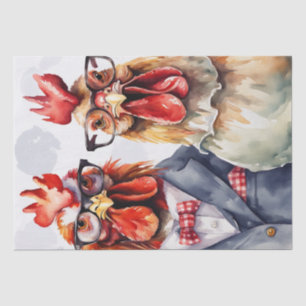 Cluck Couture: Modieuze Kippen in Decoupage Tissuepapier