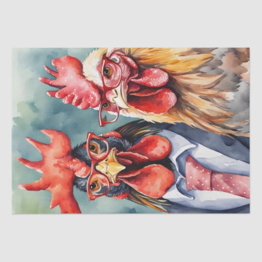 Cluck Couture: Modieuze Kippen in Decoupage Tissuepapier (Voorkant)