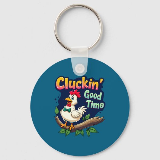 Cluckin Good Time Funny Chicken Illustration  Sleutelhanger (Voorkant)