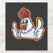 Clucky de vrolijke kip wijn etiket (Enkel label)