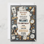 Clue Spy Escape Room 7th Birthday Invitation (Devant)