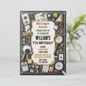 Clue Spy Escape Room 7th Birthday Invitation (Debout devant)