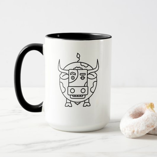 Clueless Bull Abstract Art Mug (Avec donut)