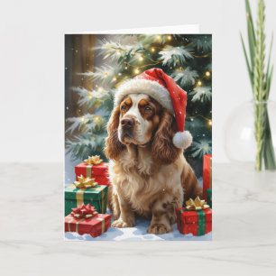 Clumber Spaniel Chien Noël Carte de voeux