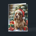 Clumber Spaniel Chien Noël Carte de voeux<br><div class="desc">Vivez un tourbillon de vacances amusant avec ce chien de Noël de conception ludique! Plein d'énergie festive,  il capture la joie de la saison avec un thème fantasque et chaleureux,  parfait pour répandre la joie.</div>
