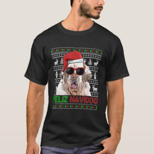 Clumber Spaniel Dog Feliz Navidog Funny Kerstmis T-shirt
