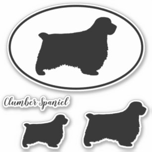 Clumber Spaniel Dog Silhouettes Vinyl Sticker Set