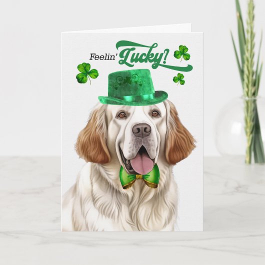 Clumber Spaniel Hond Gelukige St. Patrick's Dag Feestdagen Kaart (Voorkant)