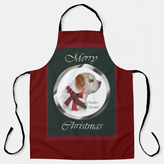 Clumber Spaniel Kerstmis Schort (Voorkant)