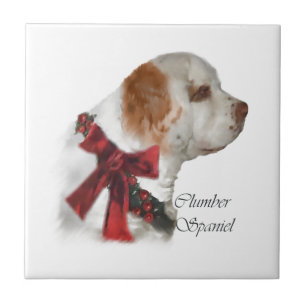 Clumber Spaniel Kerstmis Tegeltje