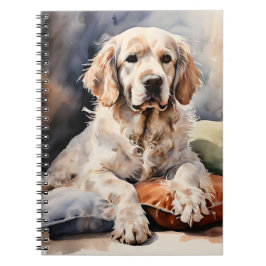 Clumber Spaniel Loungen op Kussens Inktportret Notitieboek
