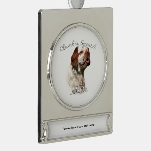 Clumber Spaniel Moeder 2 Sleutelhanger Verzilverd Banner Ornament (Rechts)