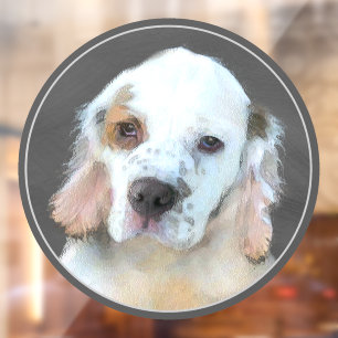 Clumber Spaniel Puppy Schilderij - Originele honde Raamsticker