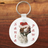 Clumber Spaniel Santa Paws Sleutelhanger (Voorkant)