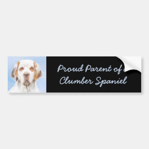 Clumber-spaniel schilderen - Kute Original Dog Art Bumpersticker