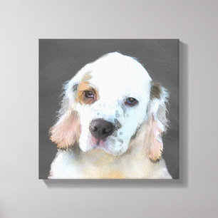 Clumber-spaniel schilderen - Kute Original Dog Art Canvas Afdruk