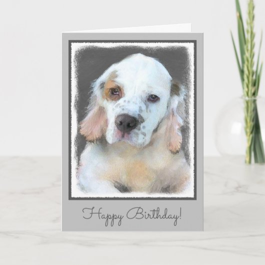 Clumber-spaniel schilderen - Kute Original Dog Art Kaart (Voorkant)