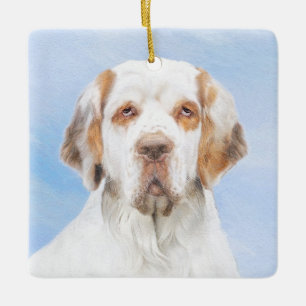 Clumber-spaniel schilderen - Kute Original Dog Art Keramisch Ornament