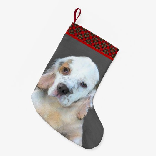 Clumber-spaniel schilderen - Kute Original Dog Art Kleine Kerstsok (Voorkant (Hangend))