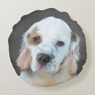 Clumber-spaniel schilderen - Kute Original Dog Art Rond Kussen