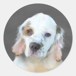 Clumber-spaniel schilderen - Kute Original Dog Art Ronde Sticker