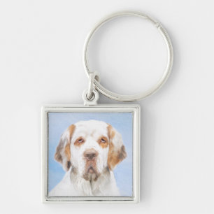 Clumber-spaniel schilderen - Kute Original Dog Art Sleutelhanger