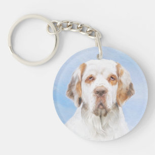 Clumber-spaniel schilderen - Kute Original Dog Art Sleutelhanger