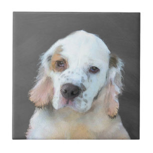 Clumber-spaniel schilderen - Kute Original Dog Art Tegeltje