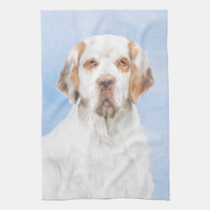 Clumber-spaniel schilderen - Kute Original Dog Art Theedoek