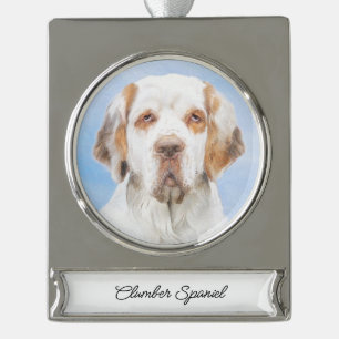 Clumber-spaniel schilderen - Kute Original Dog Art Verzilverd Banner Ornament