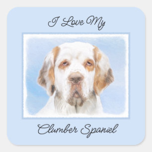 Clumber-spaniel schilderen - Kute Original Dog Art Vierkante Sticker