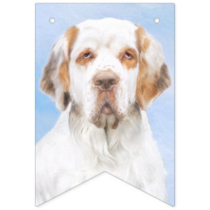 Clumber-spaniel schilderen - Kute Original Dog Art Vlaggetjes