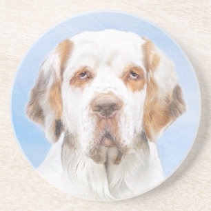 Clumber-spaniel schilderen - Kute Original Dog Art Zandsteen Onderzetter