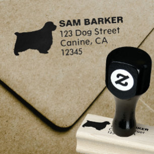 Clumber Spaniel Silhouette Return-adres Rubberstempel