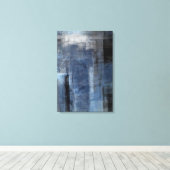 'Clumsy' Blauw en Grijs Abstract Art Canvas Print (Insitu (Houten vloer))