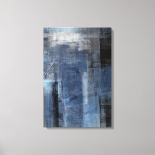 'Clumsy' Blue en Grey Abstract Art Canvas afdrukke Afdruk