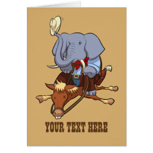 Clumsy Cowboy Elephant Funny Horse Rider Cartoon