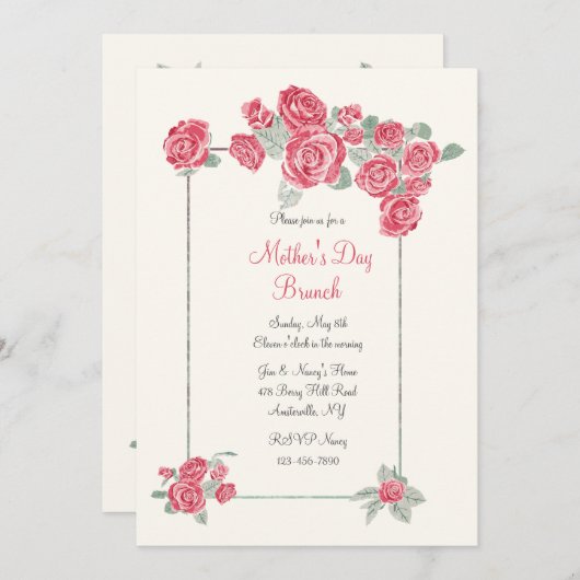 Cluster de Red Roses Invitation (Devant / Derrière)