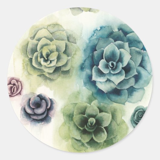 Cluster Succulenten Ronde Sticker (Voorkant)