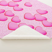 Cluster van Bright roze harten op Polka dots Sherpa Deken (3/4)