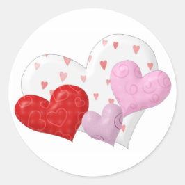 Cluster van harten ronde sticker