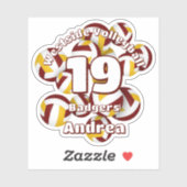Cluster van Maroon Gold volleyballen W teamnaam Sticker (Vel)