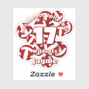 Cluster van Red White Volleyballs teamnaam Sticker